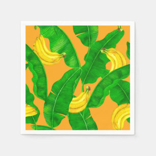 Bananas and leaves watercolor design napkin