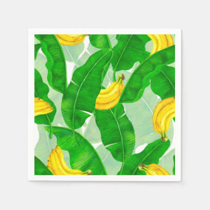 Bananas and leaves watercolor design napkin