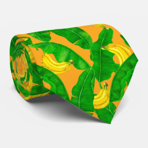 Bananas and leaves watercolor design tie