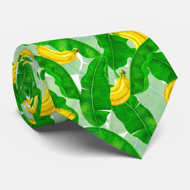 Bananas and leaves watercolor design tie (Rolled)