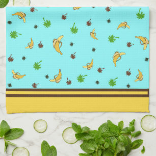 Bananas and palms tea towel