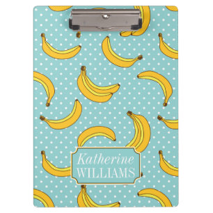 Bananas And Polk Dots Add Your Name Clipboard