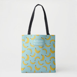 Bananas And Polk Dots Add Your Name Tote Bag