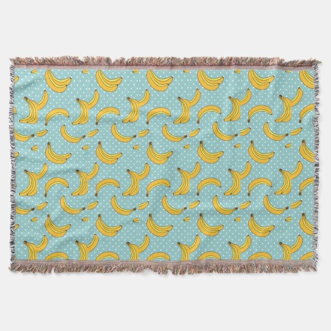 Bananas And Polk Dots Throw Blanket (Front)