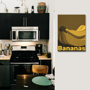 Bananas At Dusk, Black Kitchen Wall Decor