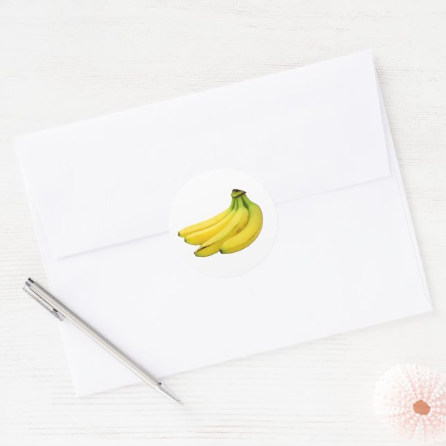 BANANAS BUNCH YELLOW FRUIT CLASSIC ROUND STICKER (Envelope)