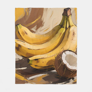 Bananas Coconut Still Life Fleece Blanket