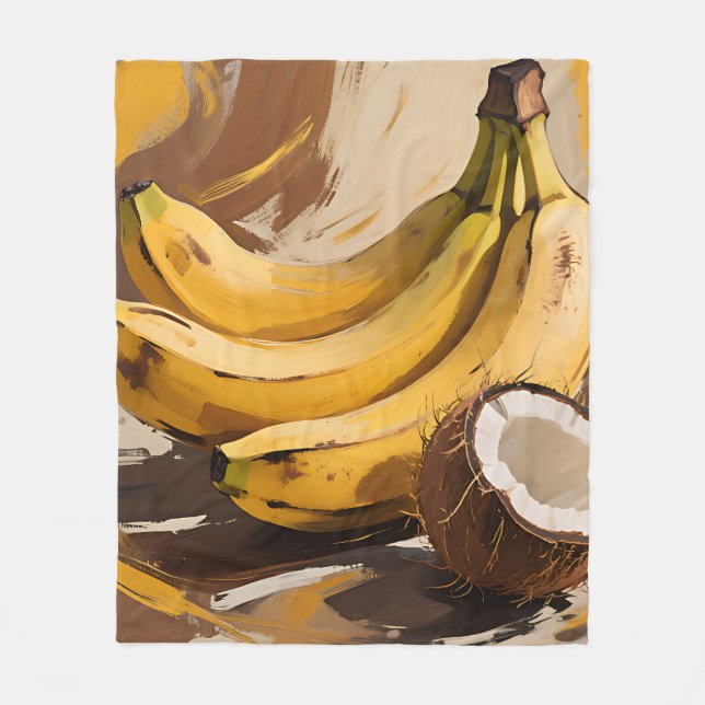 Bananas Coconut Still Life Fleece Blanket (Front)