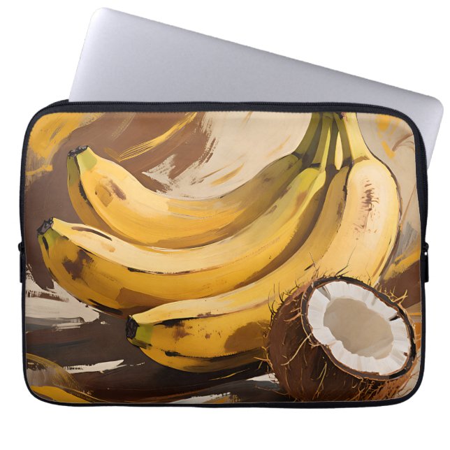 Bananas Coconut Still Life Laptop Sleeve (Front)