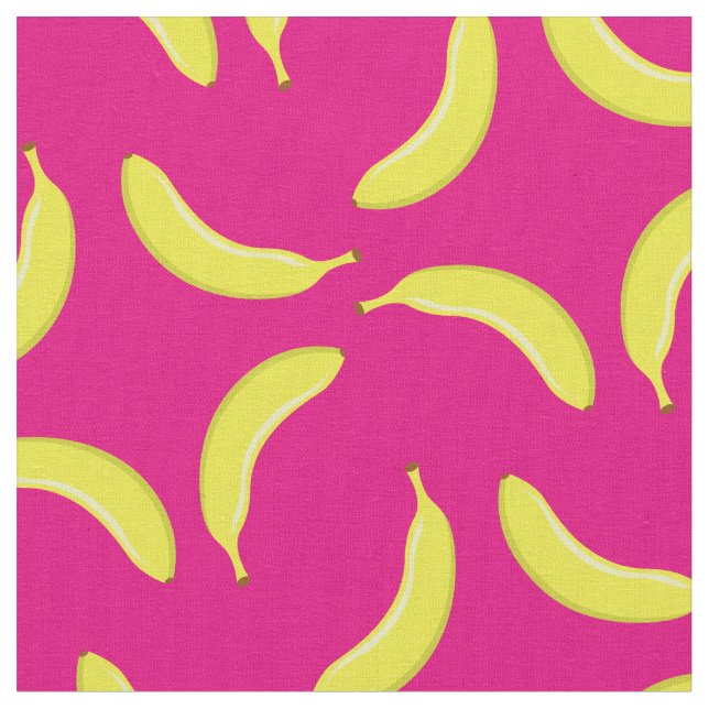 Bananas Cute Fruit Funny Silly Kitchen Pink Fabric (Close Up)