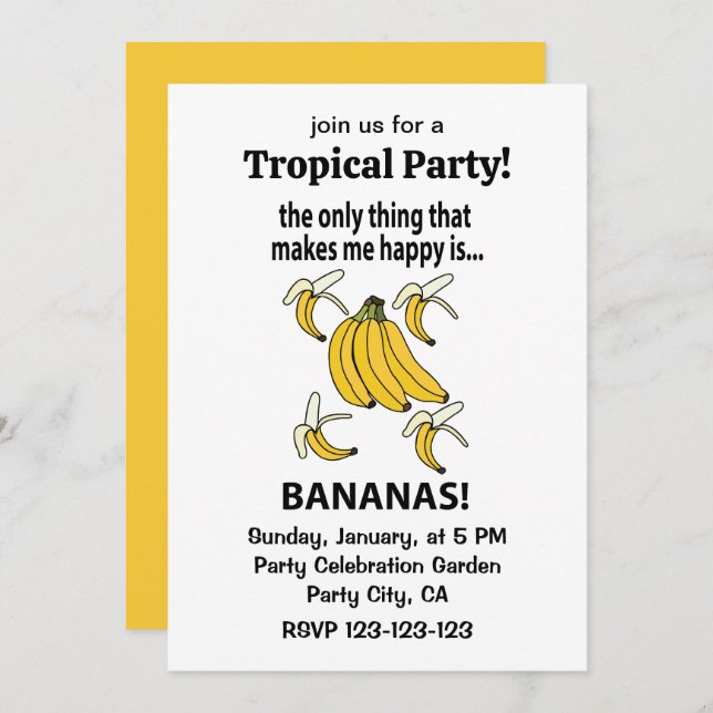 Bananas Fruit Funny Bananas Invitation (Front/Back)