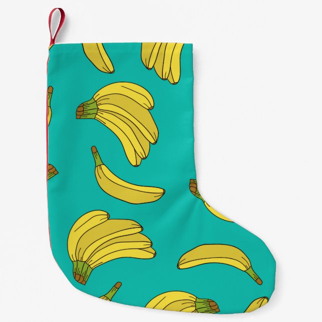 Bananas hand drawn seamless pattern. Sketch illust Small Christmas Stocking (Front)