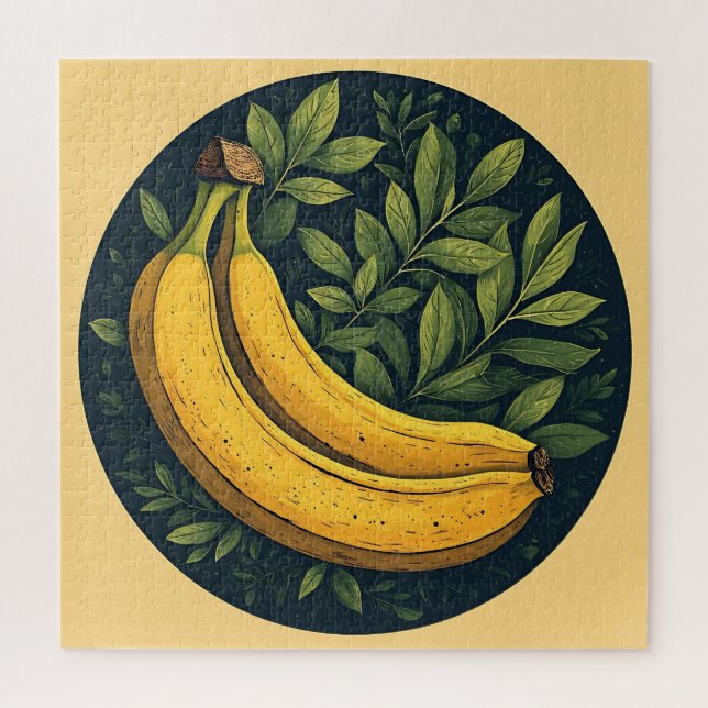 Bananas, Leaves, and a Dark Circle Jigsaw Puzzle (Vertical)