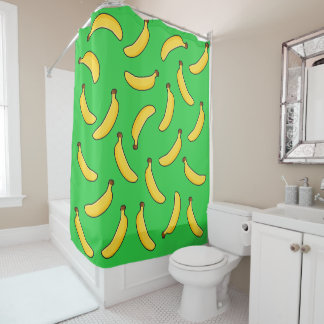 Bananas on Lime Green Shower Curtain