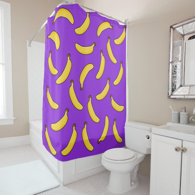 Bananas on Purple Shower Curtain (In Situ)