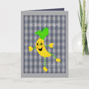 Bananas Over You Valentines Greetings Holiday Card