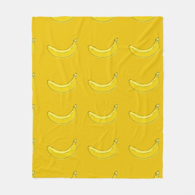 bananas, Seamless pattern with bananas, food backg Fleece Blanket (Front)