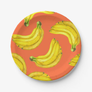 Bananas watercolor paper plate