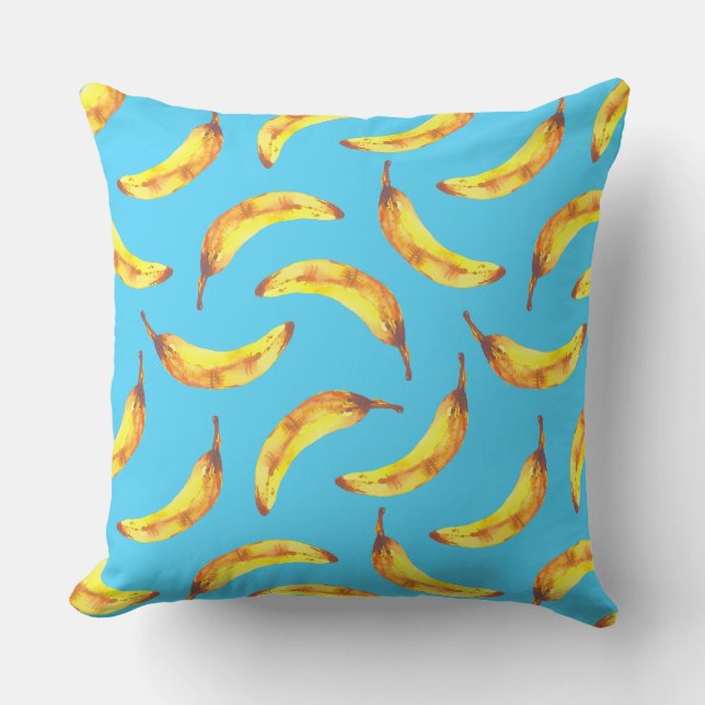 Bananas Watercolor Pattern Cushion (Front)
