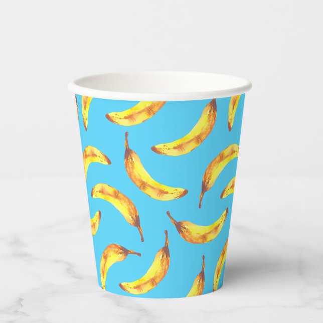 Bananas Watercolor Pattern Paper Cups (Front)