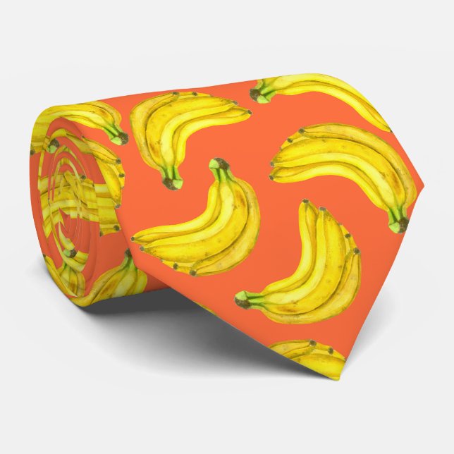 Bananas watercolor tie (Rolled)