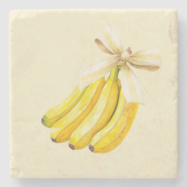 Bananas With A Bow Stone Coaster (Front)