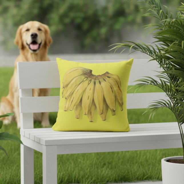 Bananas Yellow Outdoor Pillow 16x16 (Yellow outdoor pillow - 16x16 - bananas! )