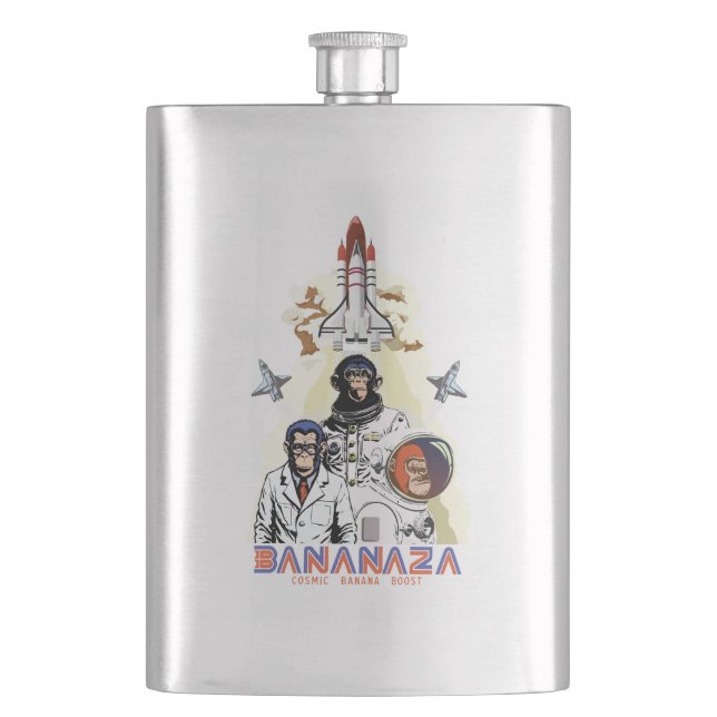 BANANAZA : Space Monkey Team Hip Flask (Front)