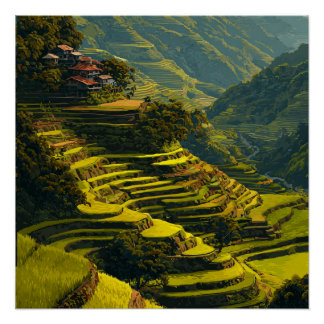 Banaue Philippines Rice Terraces Vintage Travel Poster