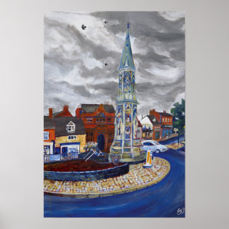 Banbury Cross, Oxfordshire Colourful Original Art Poster
