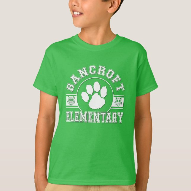 Bancroft Elementary Paw Bright Green T-Shirt (Front)
