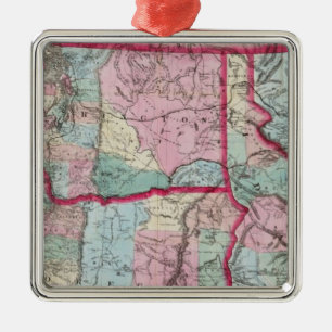 Bancroft's Map Of Oregon, Washington, Idaho Metal Tree Decoration