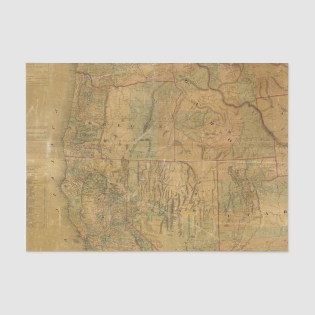 Bancroft's Map Of The Pacific States Tissue Paper (Front)