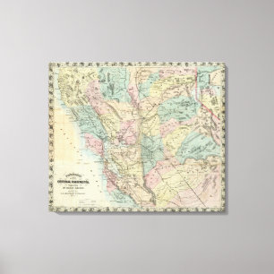 Bancroft's New Map Of Central California Canvas Print