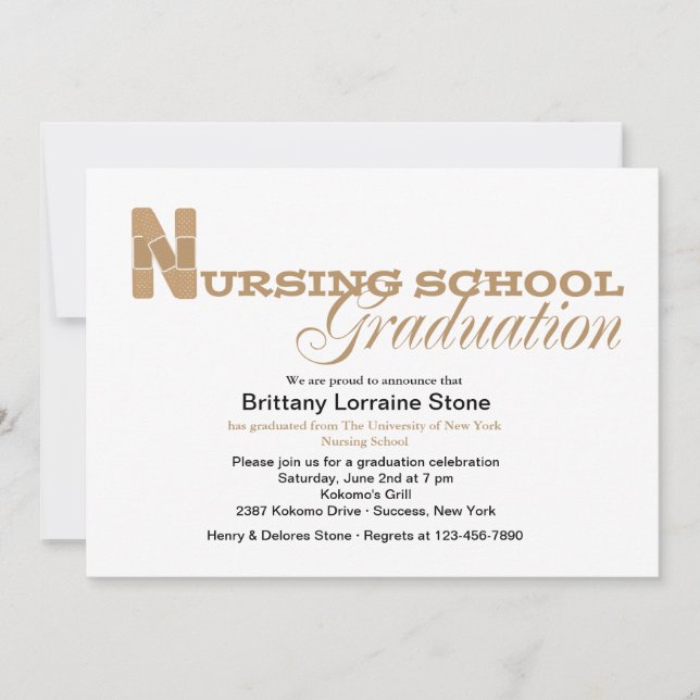 Band-aid Nursing School Graduation Invitation (Front)