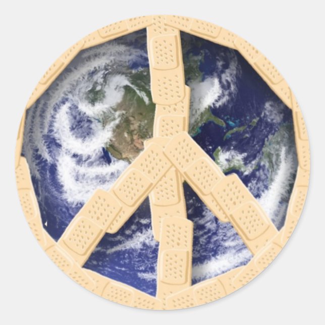 band aid world peace classic round sticker (Front)