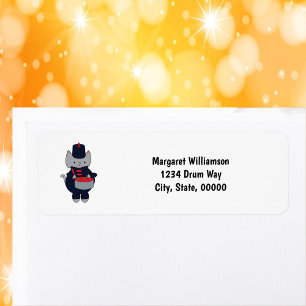 Band Cat Blue Red Drum Personalize Return Address