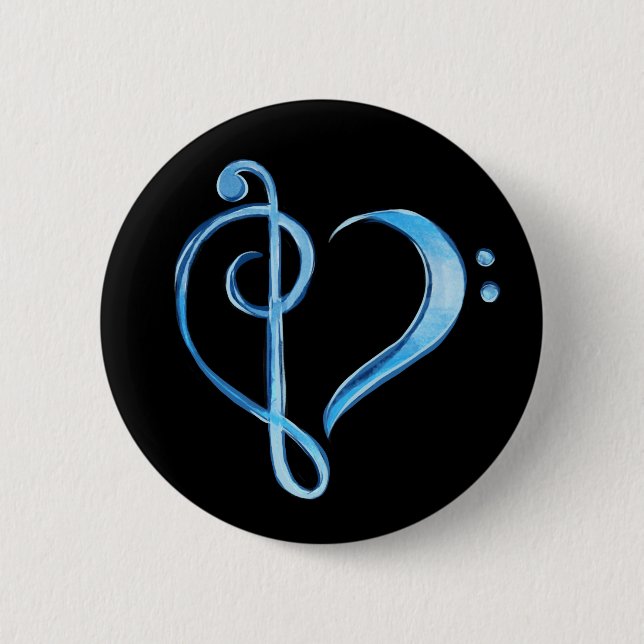 Band Class Bass and Treble Clef Heart              6 Cm Round Badge (Front)