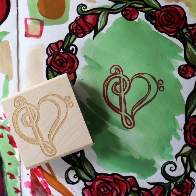 Band Class Bass and Treble Clef Heart              Rubber Stamp (Creator Uploaded)