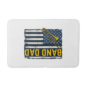 Band Dad Trombone American Flag Vintage Shirt Desi Bath Mat