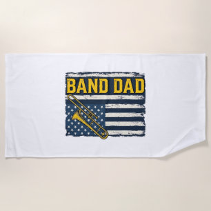 Band Dad Trombone American Flag Vintage Shirt Desi Beach Towel