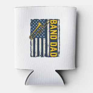 Band Dad Trombone American Flag Vintage Shirt Desi Can Cooler