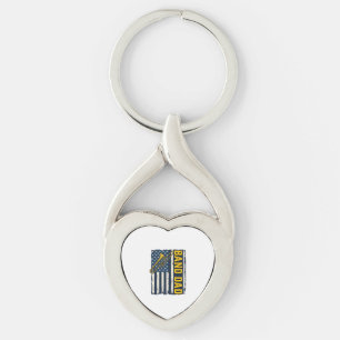 Band Dad Trombone American Flag Vintage Shirt Desi Key Ring