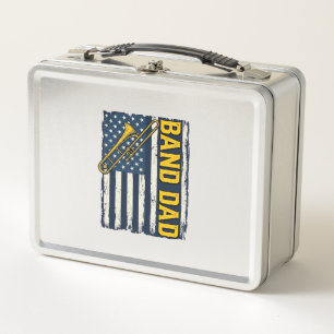 Band Dad Trombone American Flag Vintage Shirt Desi Metal Lunch Box
