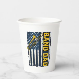 Band Dad Trombone American Flag Vintage Shirt Desi Paper Cups