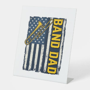 Band Dad Trombone American Flag Vintage Shirt Desi Pedestal Sign
