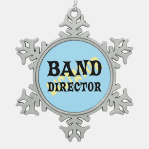 Band Director Dictator Snowflake Pewter Christmas Ornament