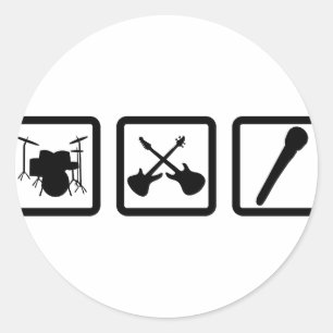 band gear drum guitars mic classic round sticker