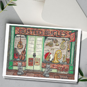 Band Instrument Music Shop Watercolor Card
