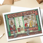 Band Instrument Music Shop Watercolor Postcard<br><div class="desc">Send someone a special note with this band instruments postcard featuring an original watercolor painting of a quaint, old town music shop. Busted Bugles Music Shop, features a jazzy window display of shiny brass and string instruments. A quiet scene, this familiar storefront is closed now, guarded by two statues of...</div>